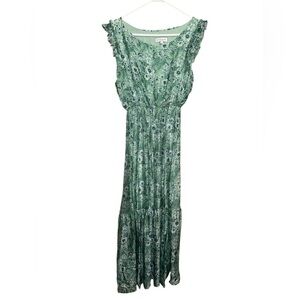 Le Ragazze Chic Green Floral Maxi Dress